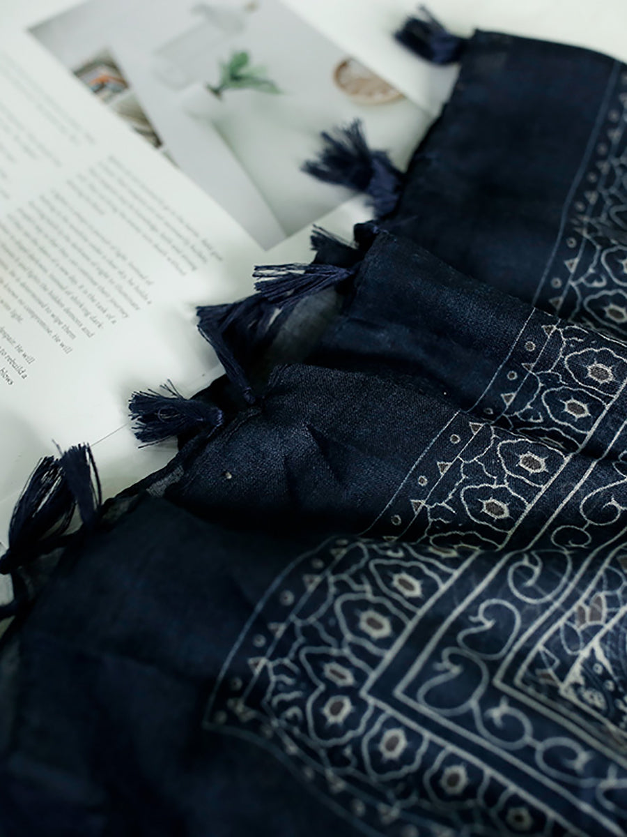 Sciarpa con nappe e stampa etnica estiva da donna