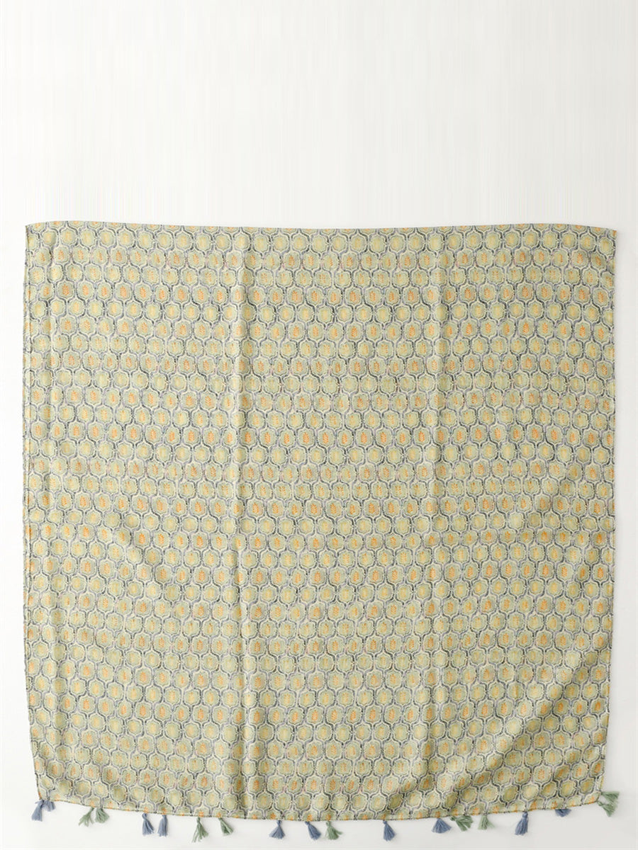 Scialle con nappe e stampa vintage di grano estivo