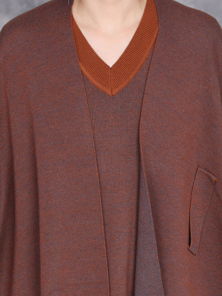 Cardigan in maglia di lana con nappe color block alla moda da donna