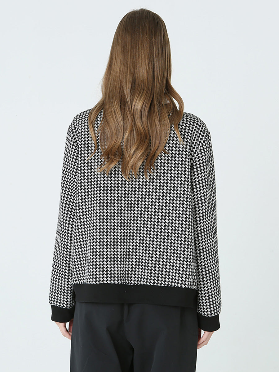 Cappotto a quadri con bottoni a maniche lunghe primaverili da donna M2XL