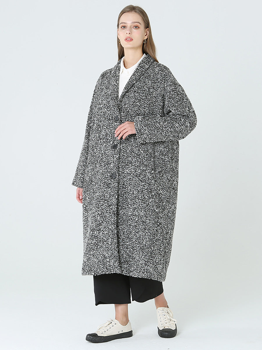 Cappotto lungo invernale da donna in lana a maniche lunghe M2XL