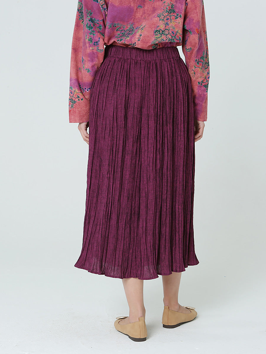Gonna a pieghe elastica in vita per donna, casual e ampia, M2XL
