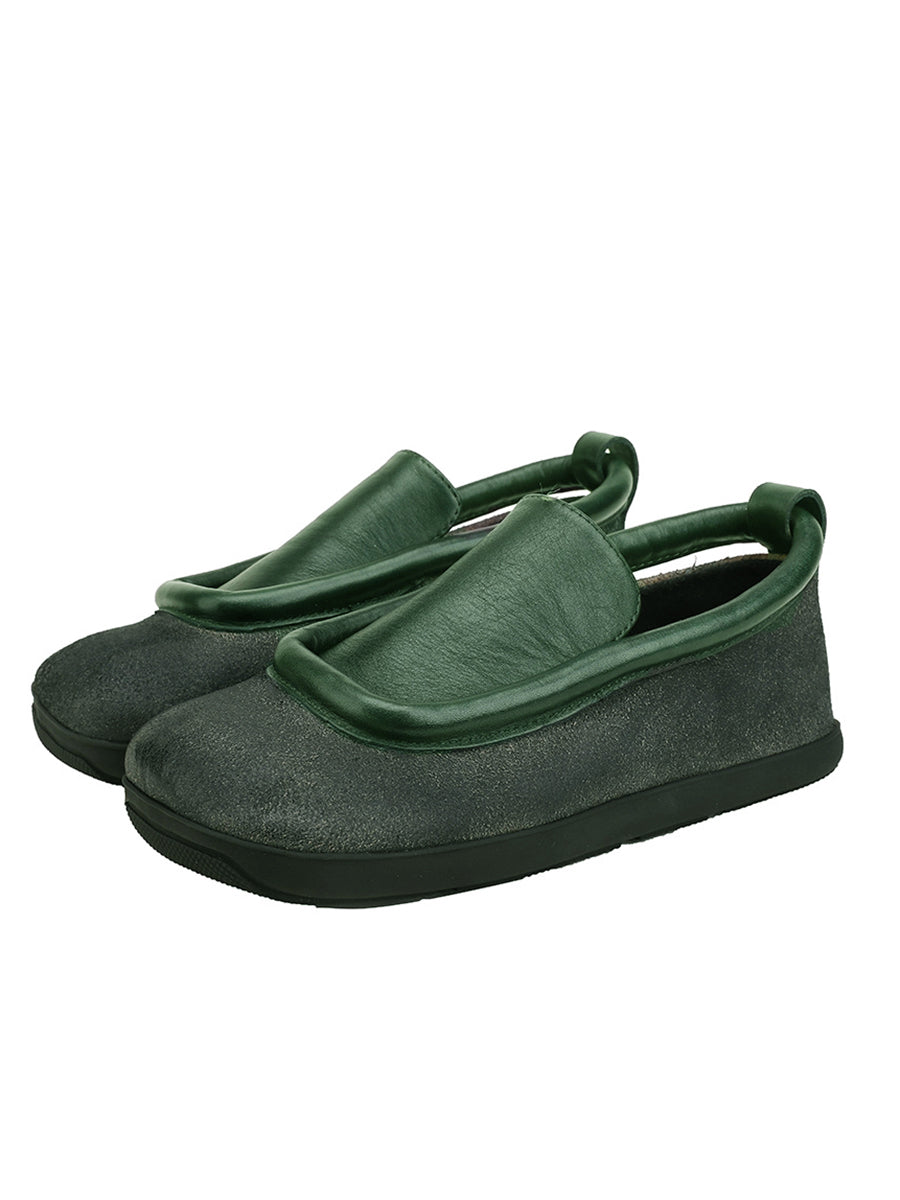 Scarpe da donna in pelle vintage con punta tonda e piatte