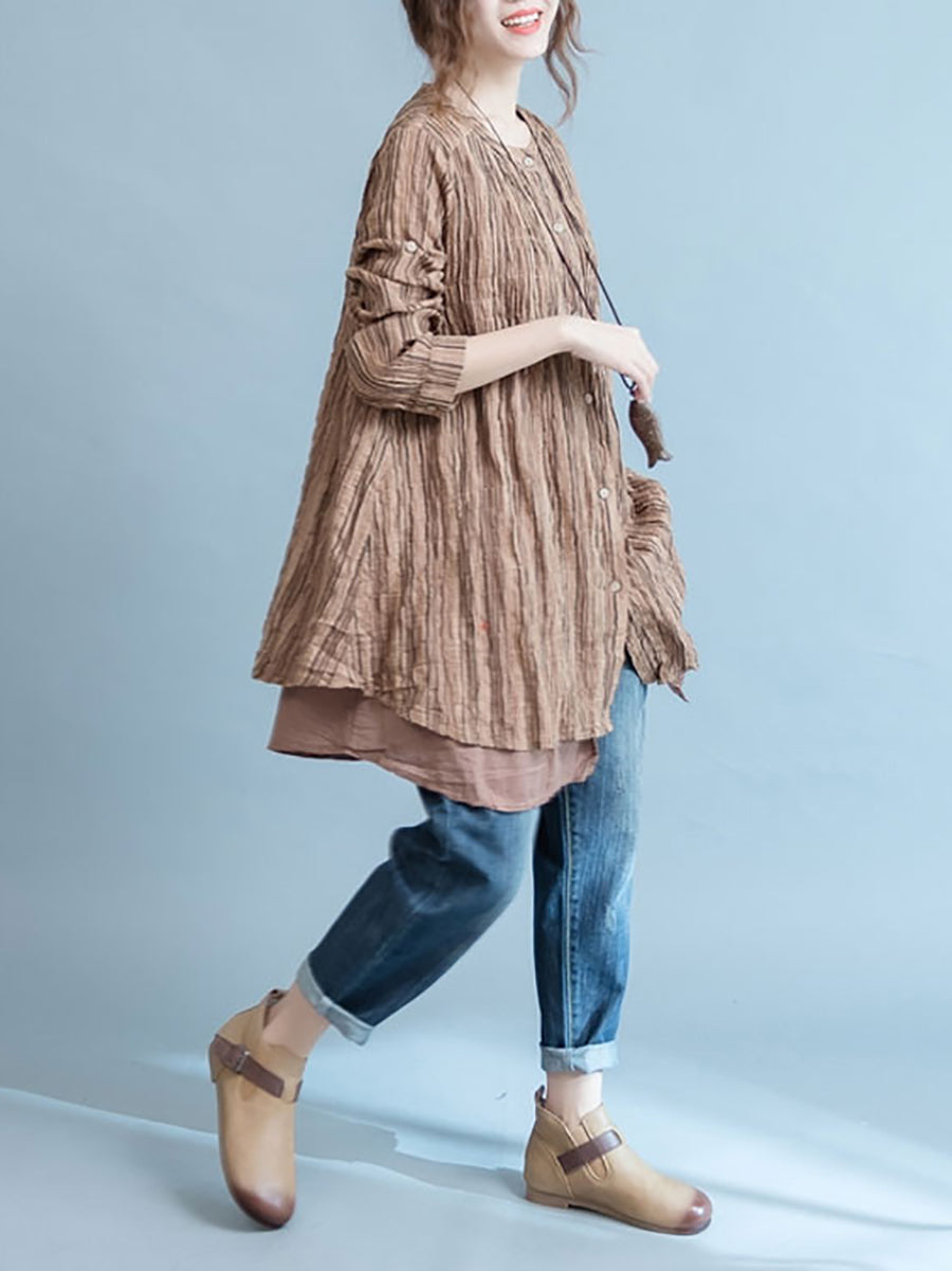Cardigan a righe vintage da donna con giunture larghe