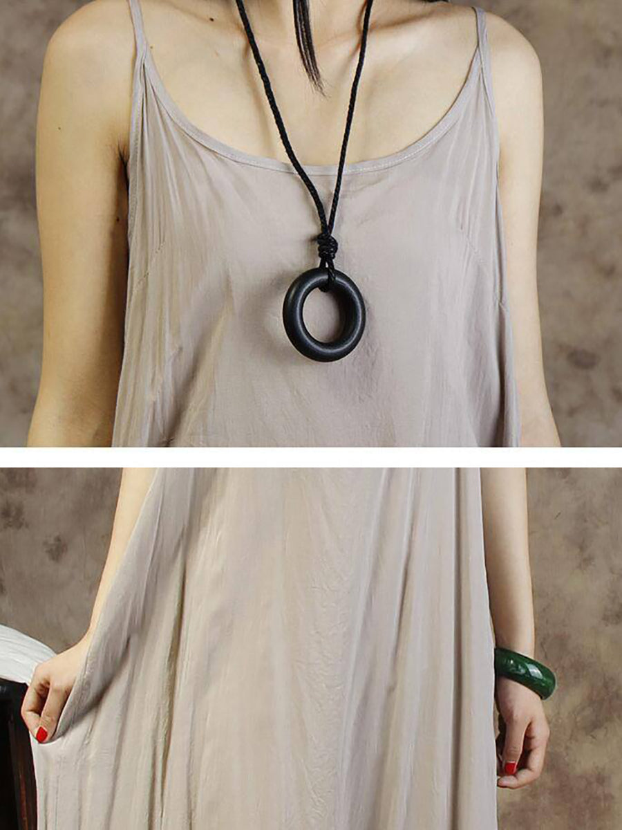 Abito gilet in cotone tinta unita da donna