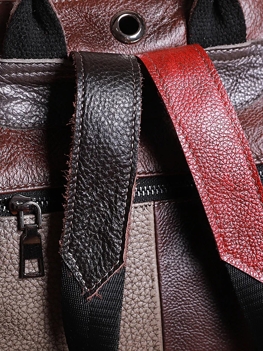 Zaino con cerniera in pelle multicolore da donna
