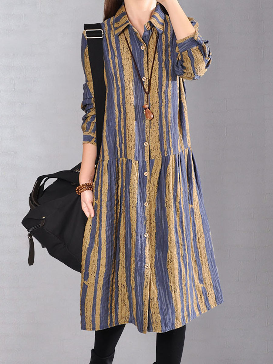 Abito casual da donna a righe in 100% cotone