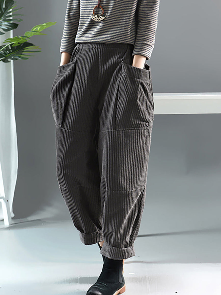 Pantaloni in velluto a coste retrò primaverili tinta unita
