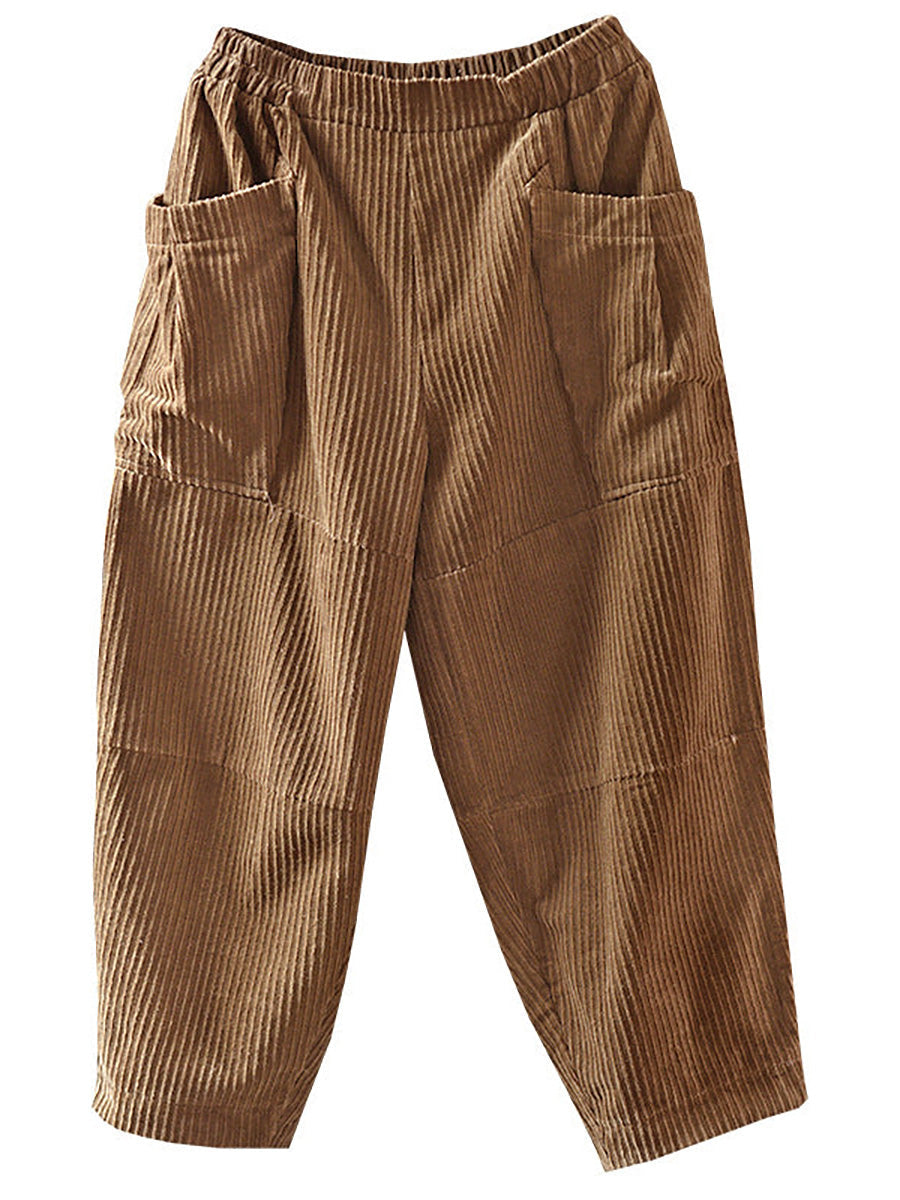 Pantaloni in velluto a coste retrò primaverili tinta unita