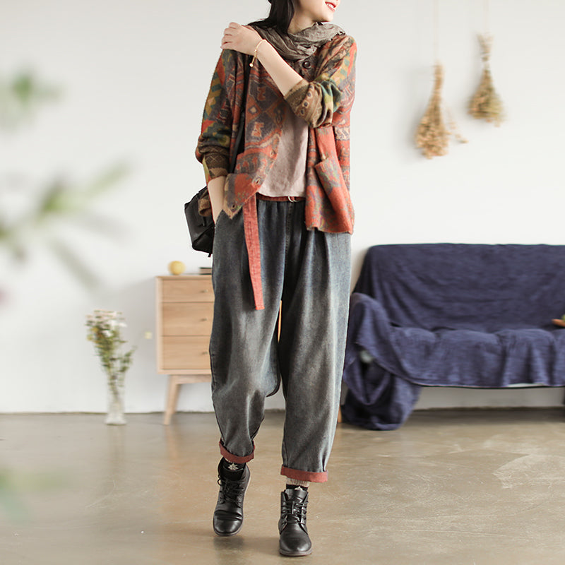 Casual Floral Comfortable Knit Sweater Coat