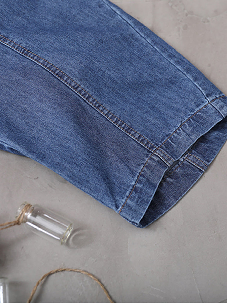 Felpa con cappuccio in denim con coulisse tinta unita