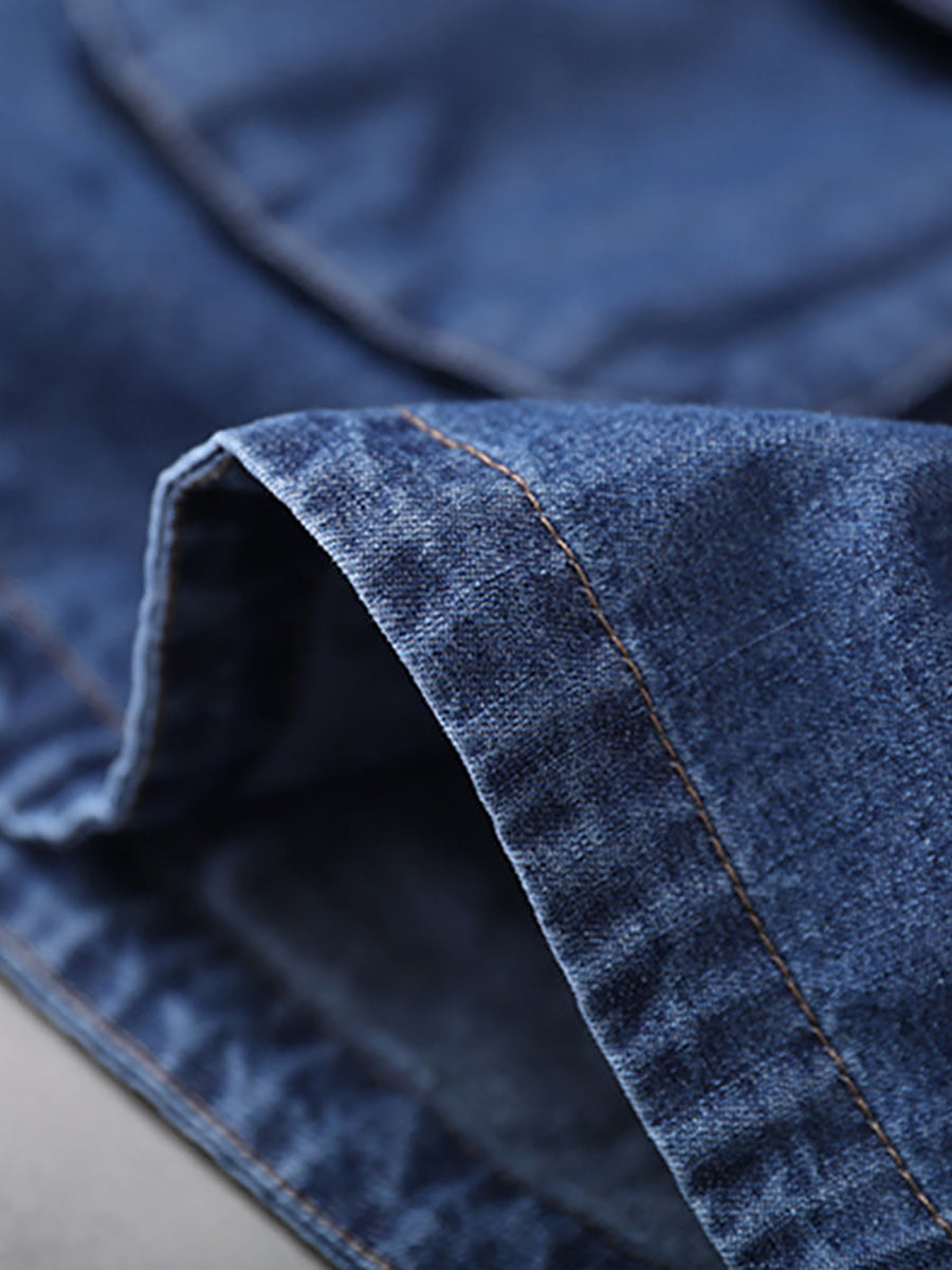 Felpa con cappuccio in denim con coulisse tinta unita