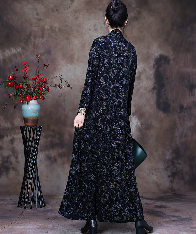 Abito largo con scollo a V floreale vintage da donna