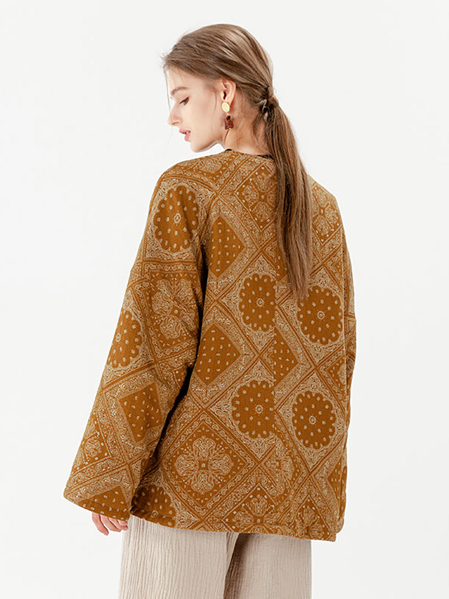 Cappotto double face a maniche lunghe con lacci vintage in cotone