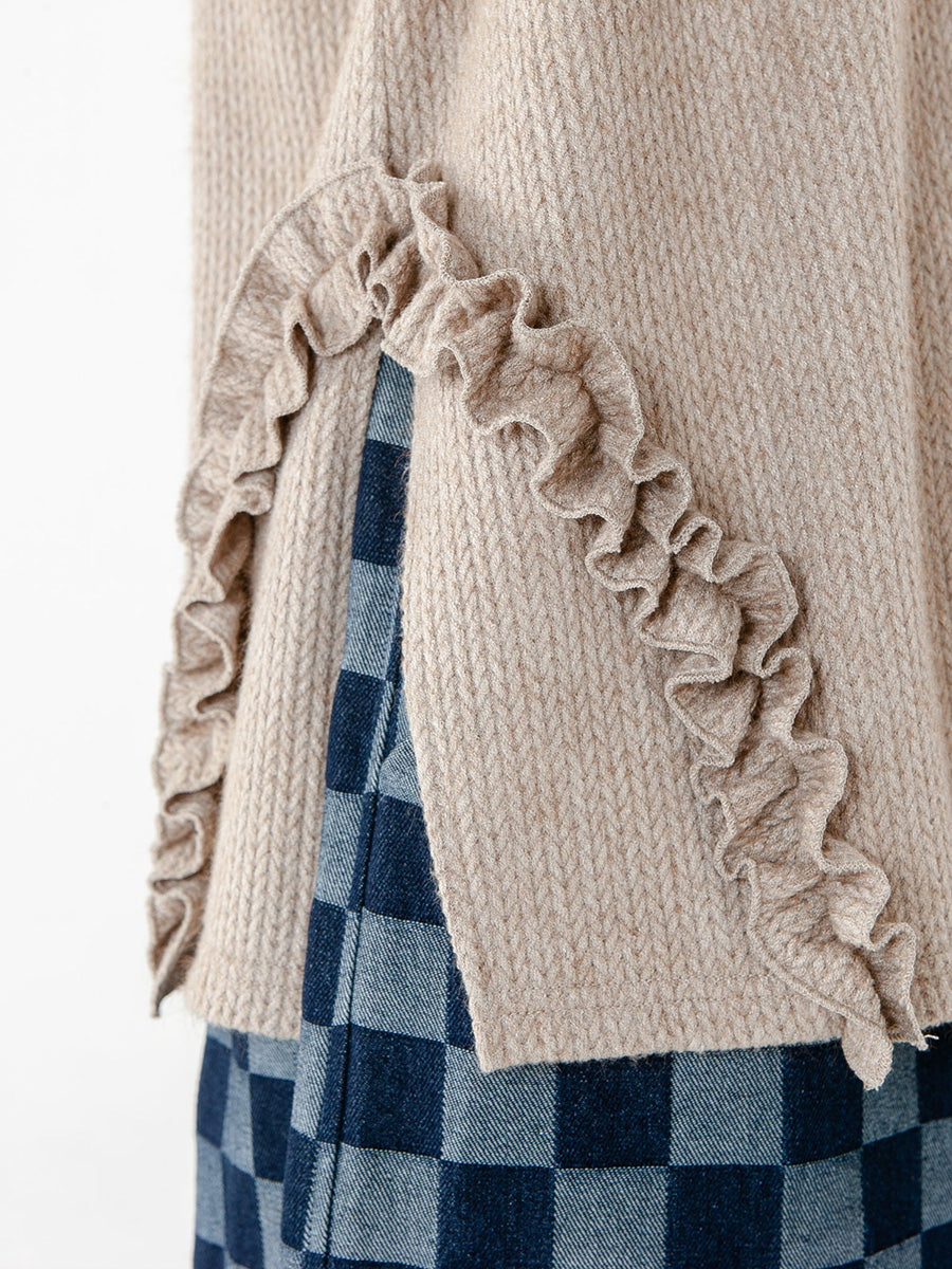 Pull tricoté à manches longues de couleur unie pour femme