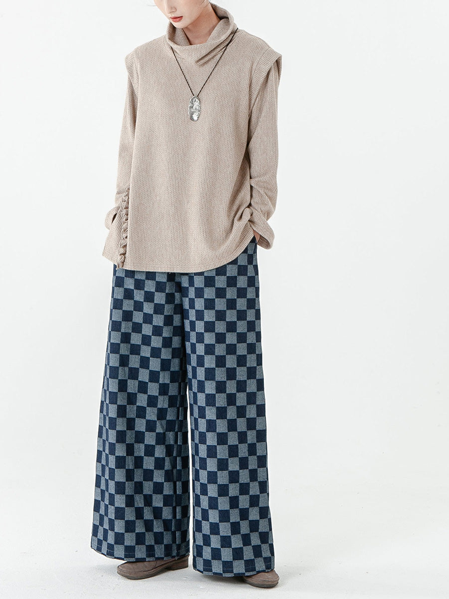 Pull tricoté à manches longues de couleur unie pour femme