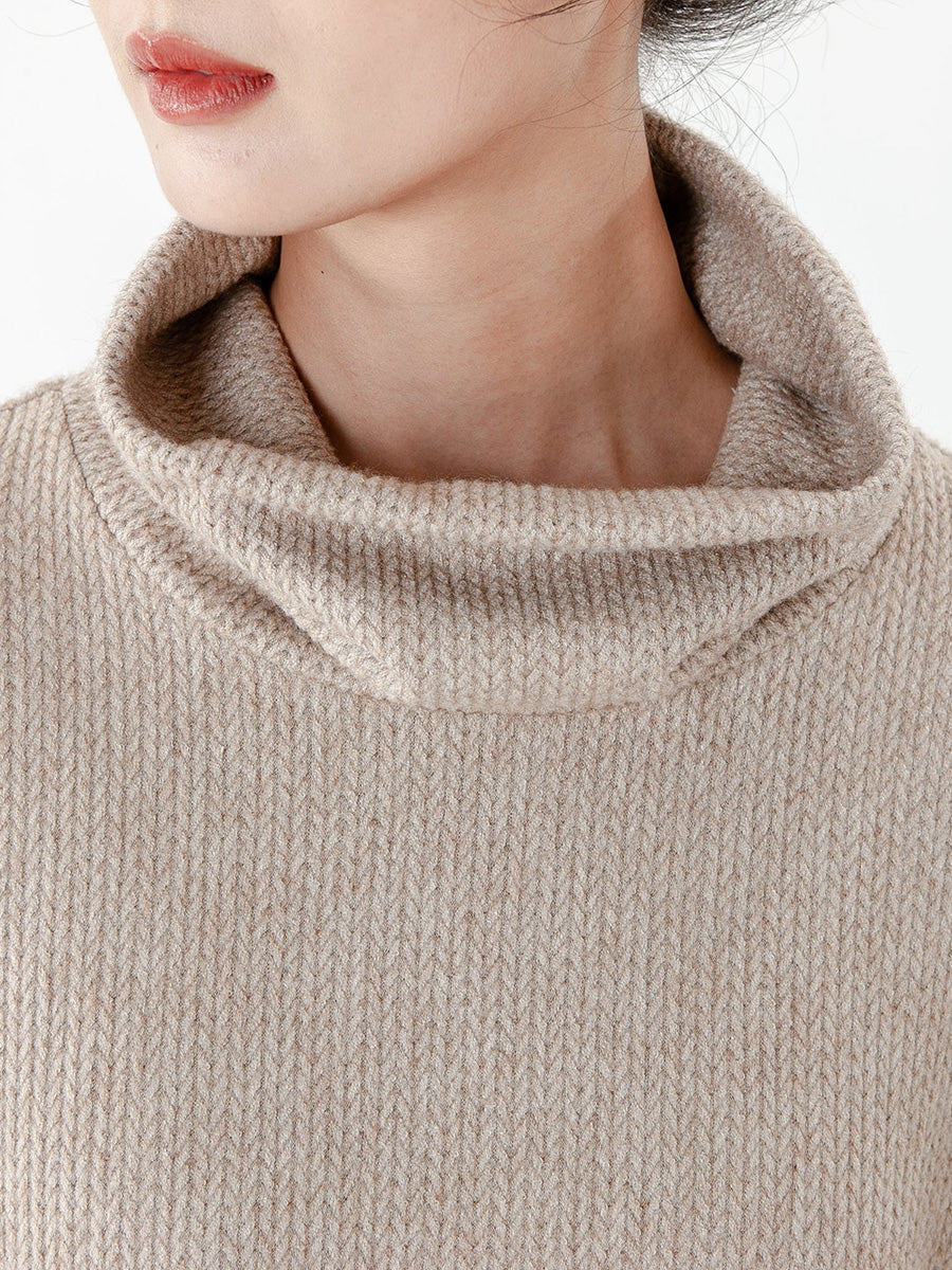 Pull tricoté à manches longues de couleur unie pour femme