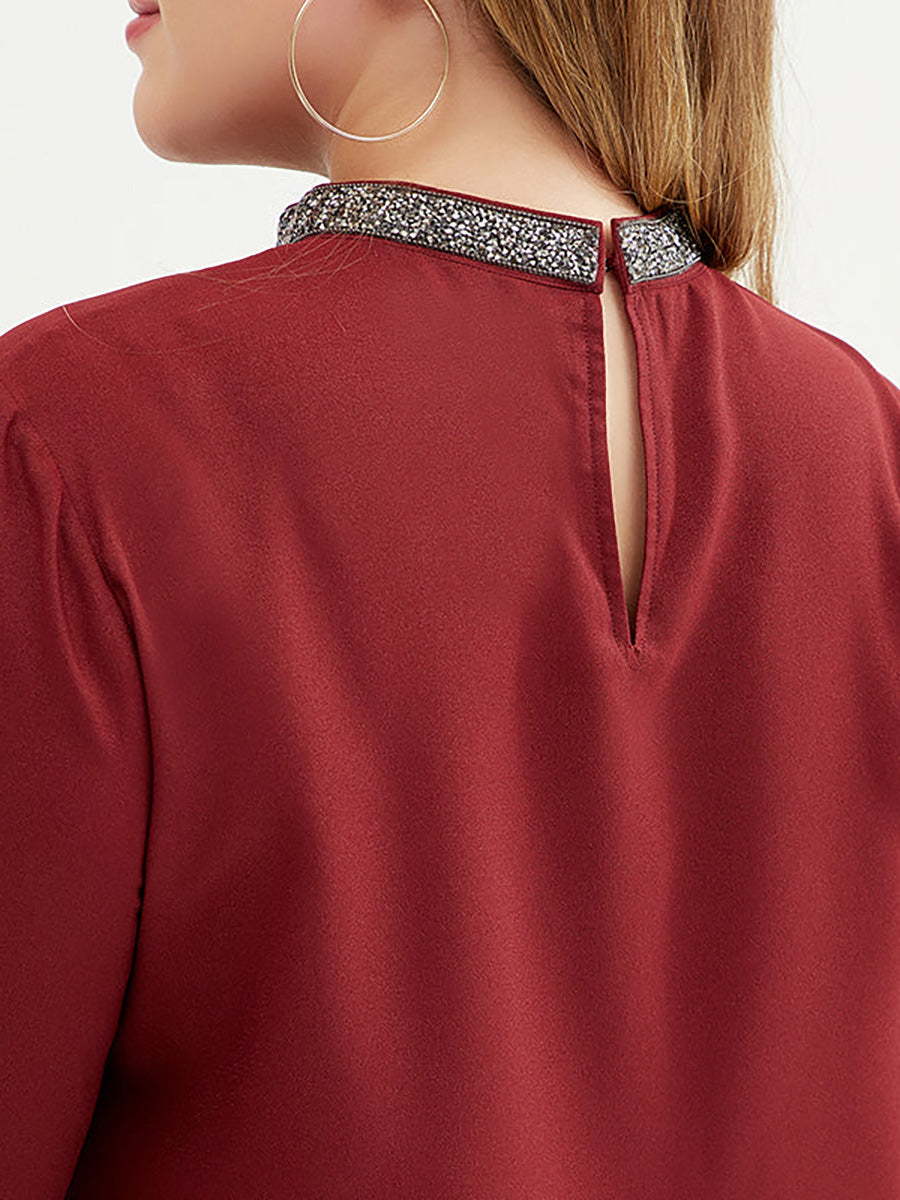 Women 3/4 Flare Sleeve Solid Color Tshirt
