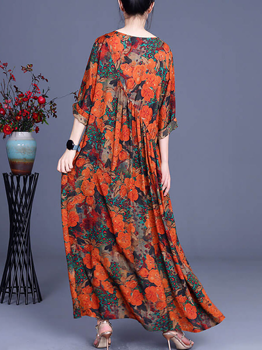 Robe longue décontractée à imprimé floral pour femme, style vintage, irrégulière