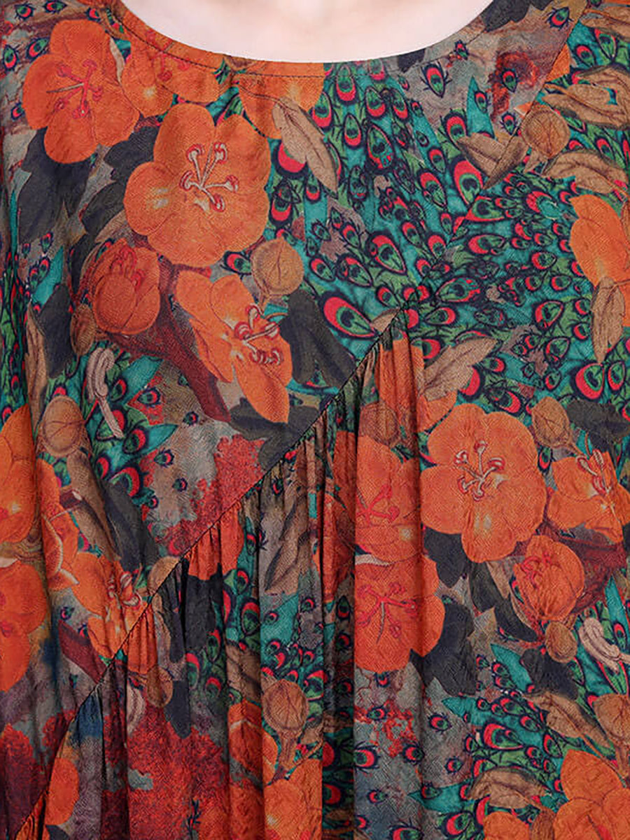Robe longue décontractée à imprimé floral pour femme, style vintage, irrégulière