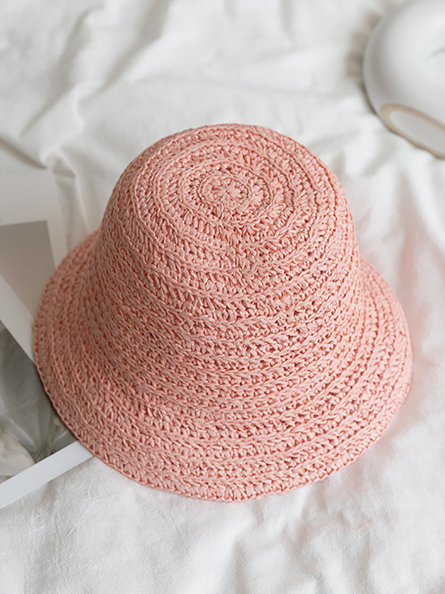 Cappello da viaggio estivo da donna in paglia intrecciata, resistente al sole