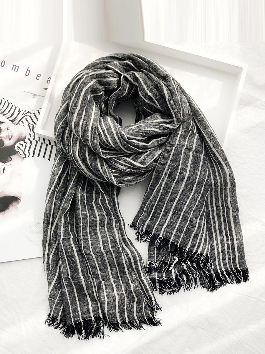 Sciarpe morbide con nappe a righe vintage da donna