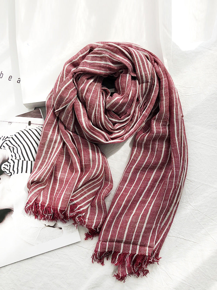 Sciarpe morbide con nappe a righe vintage da donna