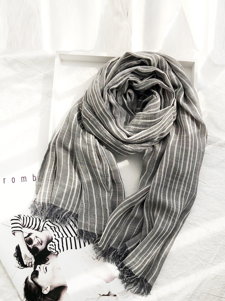 Sciarpe morbide con nappe a righe vintage da donna