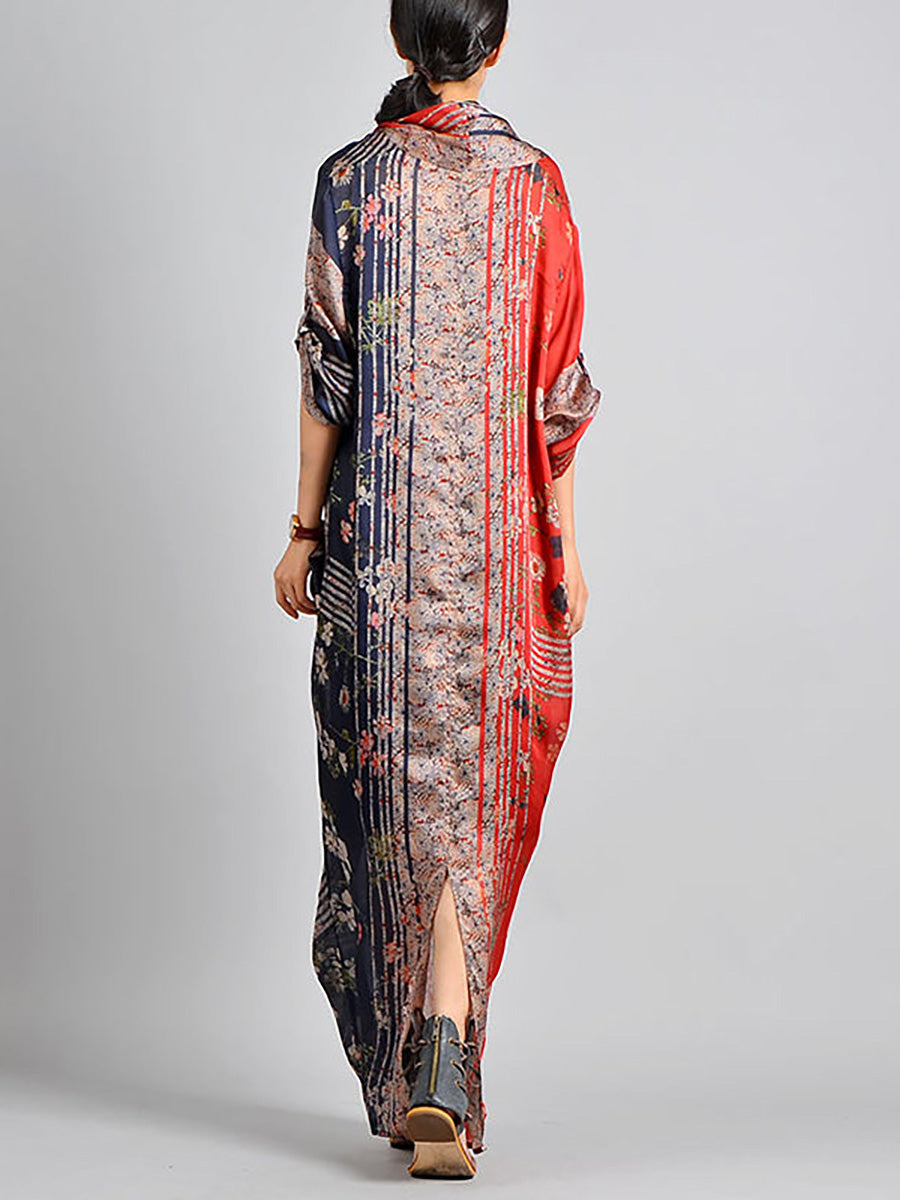 Abito da donna in tencel vintage con stampa floreale intrecciata