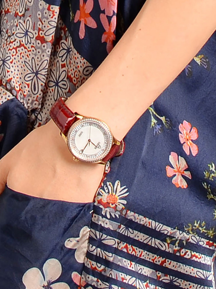 Abito da donna in tencel vintage con stampa floreale intrecciata