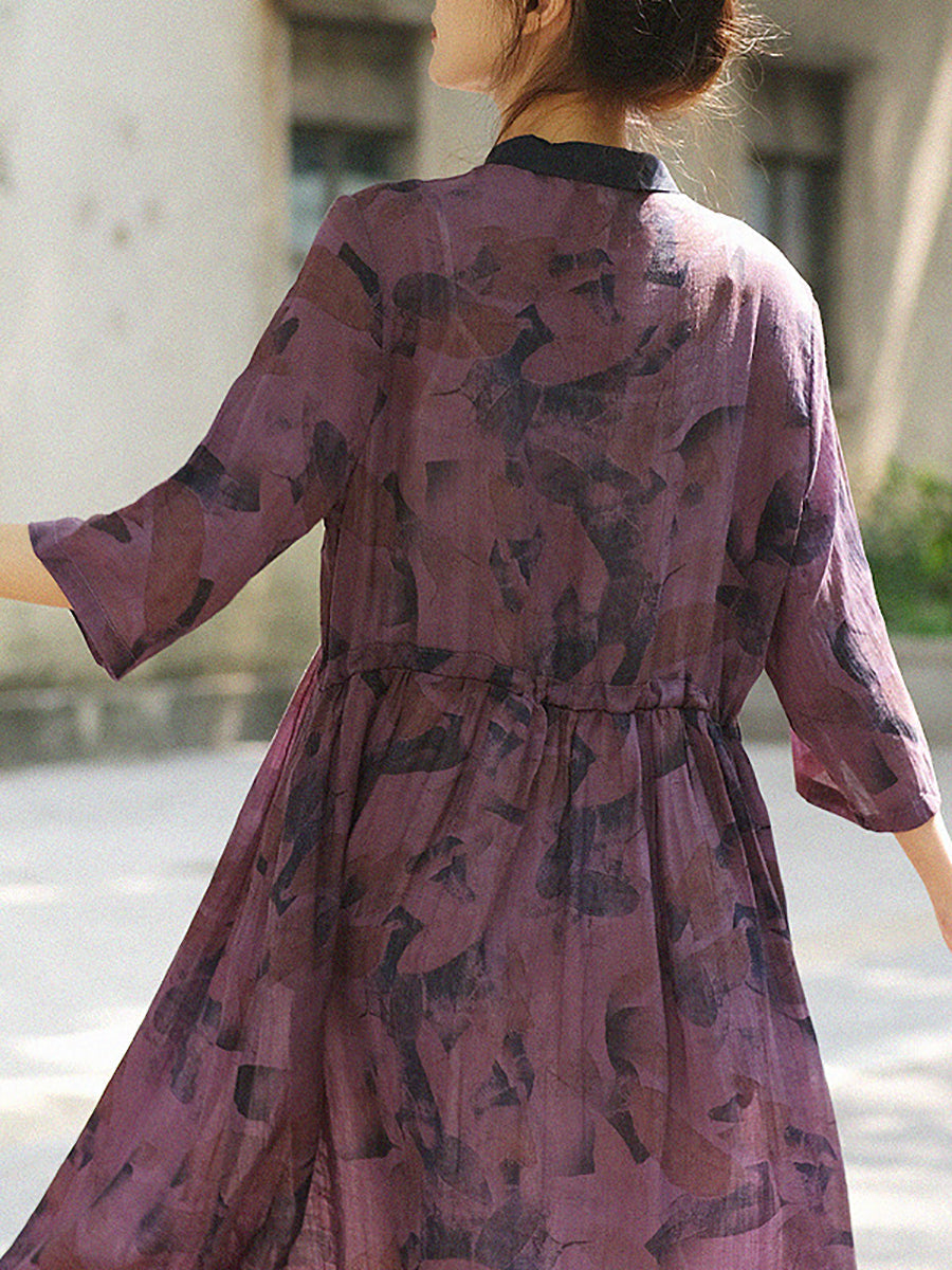 Abito largo con coulisse in stile cinese da donna
