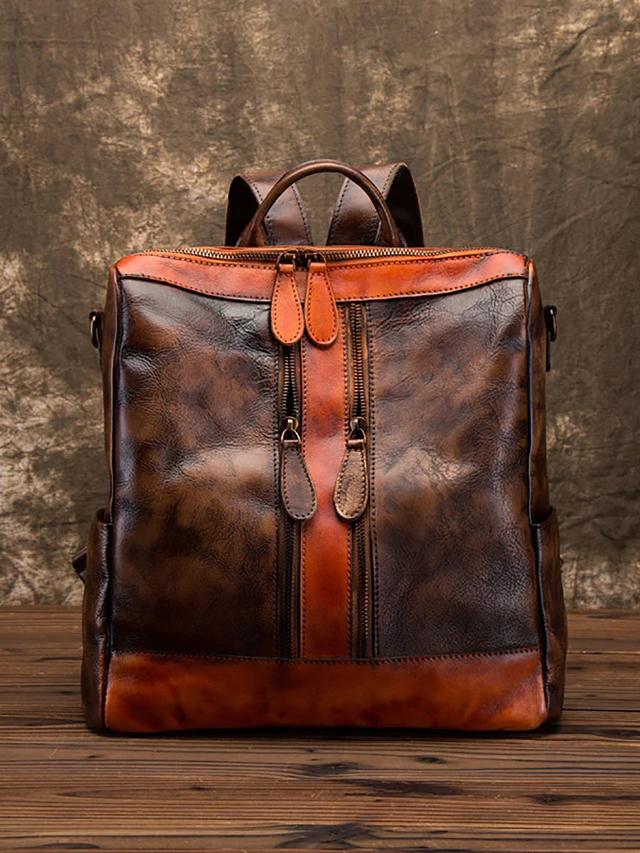 Zaino in pelle coordinato con i colori da viaggio casual