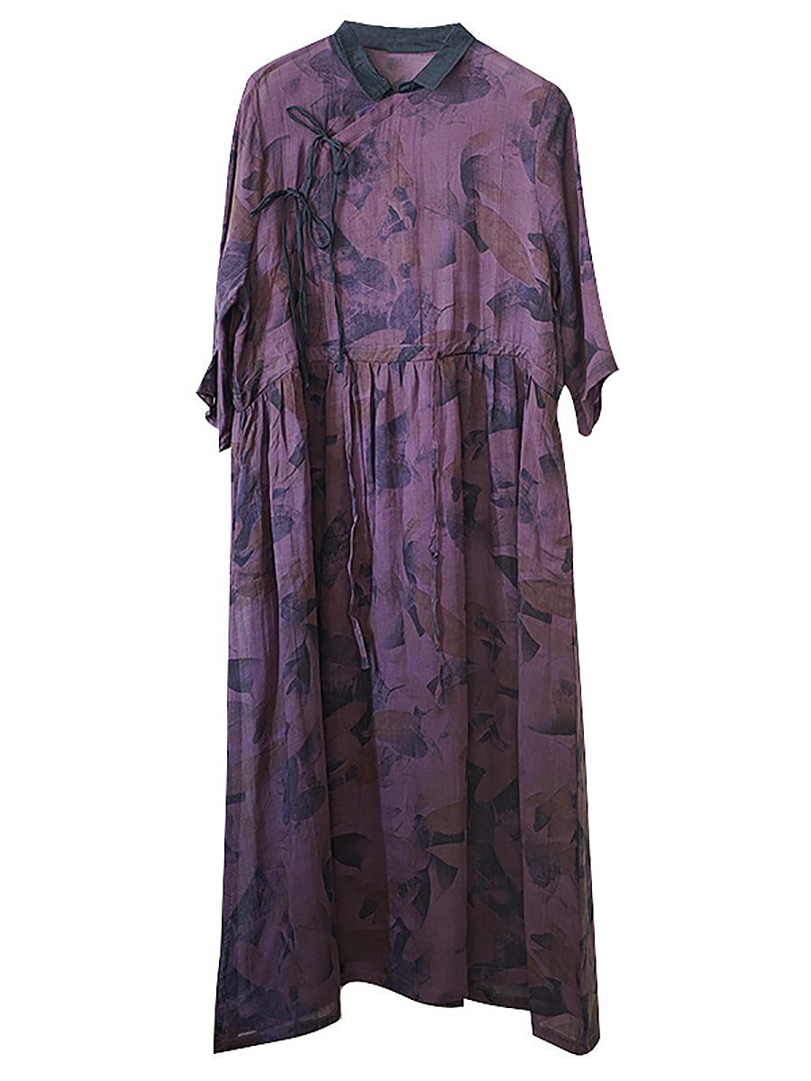 Abito largo con coulisse in stile cinese da donna