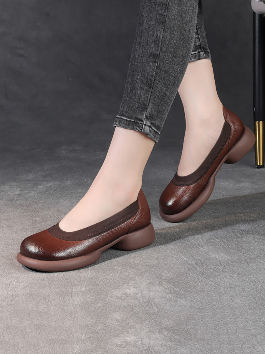 Scarpe da donna casual estive in vera pelle con tacco basso