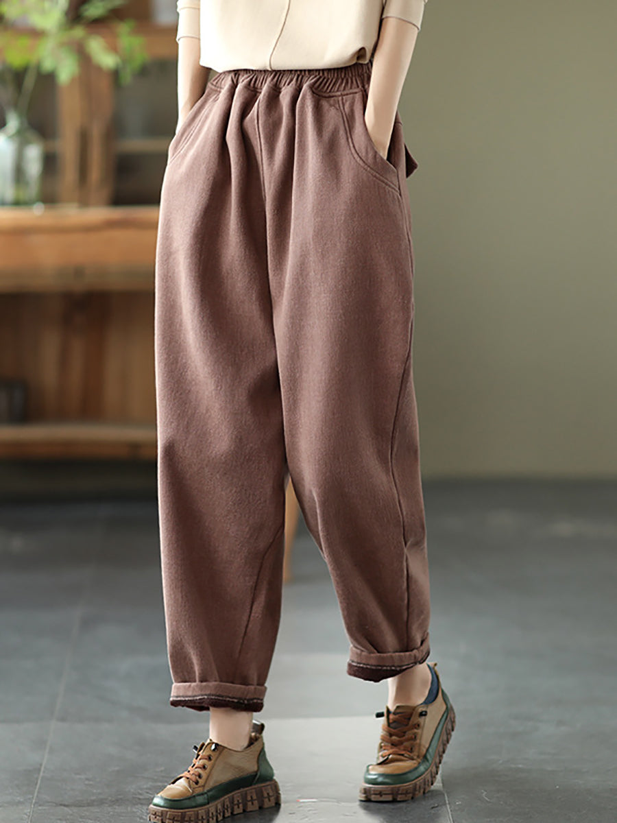 Pantaloni harem da donna autunnali spessi e colorati