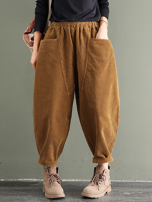 Elastic Waist Corduroy Cotton Handmade Pants
