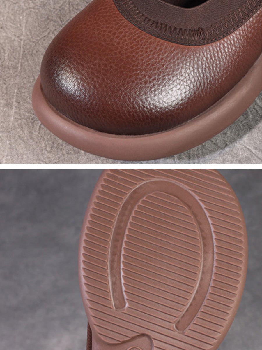 Scarpe da donna casual estive in vera pelle con tacco basso