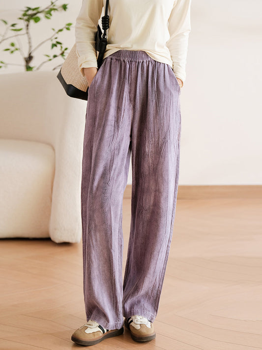 Pantaloni larghi in lino e cotone primaverili vintage da donna