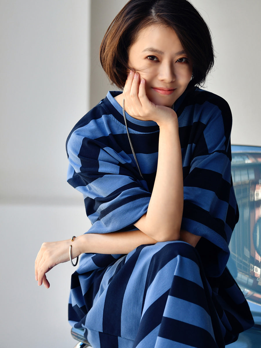 Women Casual Stripe Loose Maxi Dress