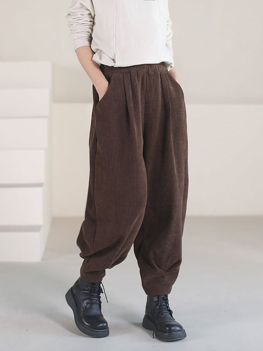 Pantaloni in velluto a coste invernali vintage da donna
