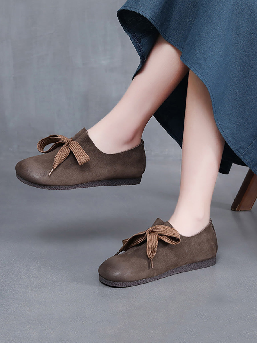 Scarpe basse casual da donna in pelle con cinturino solido