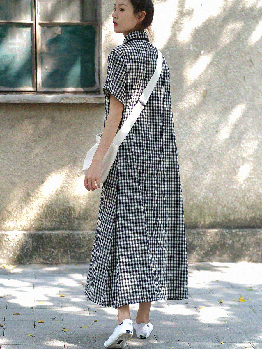 Abito estivo da donna vintage a quadri con rana