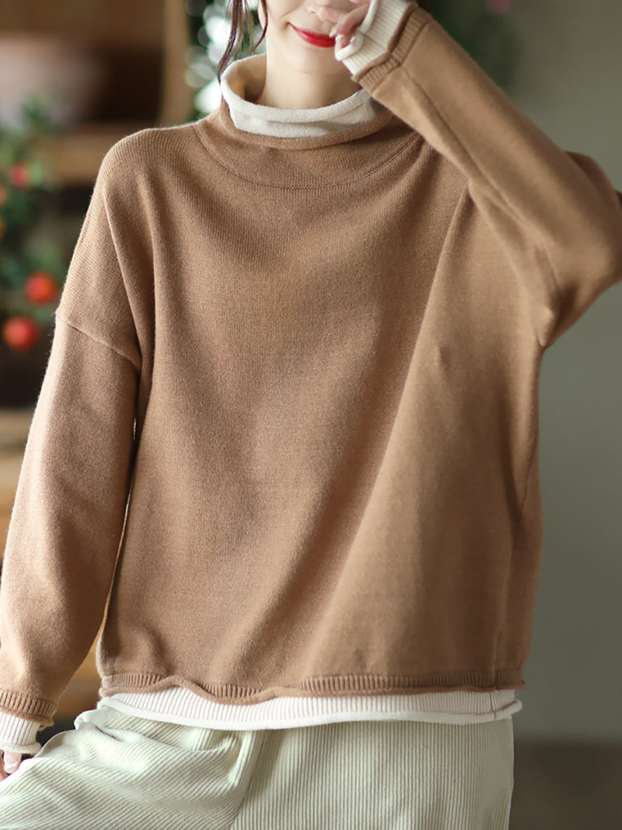 Maglione da donna colorblock in due pezzi finto autunno
