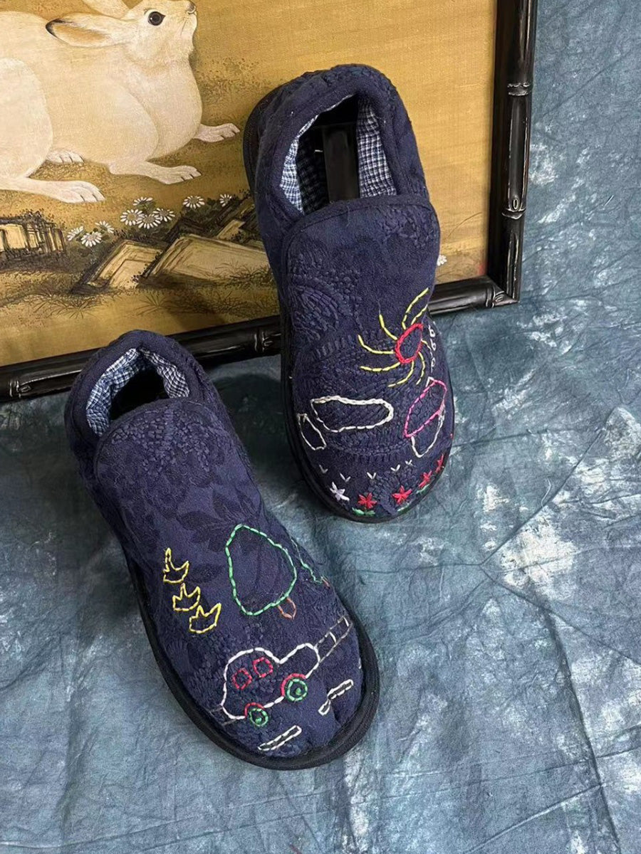 Women Ethnic Autumn Embroidery Cotton Shoes