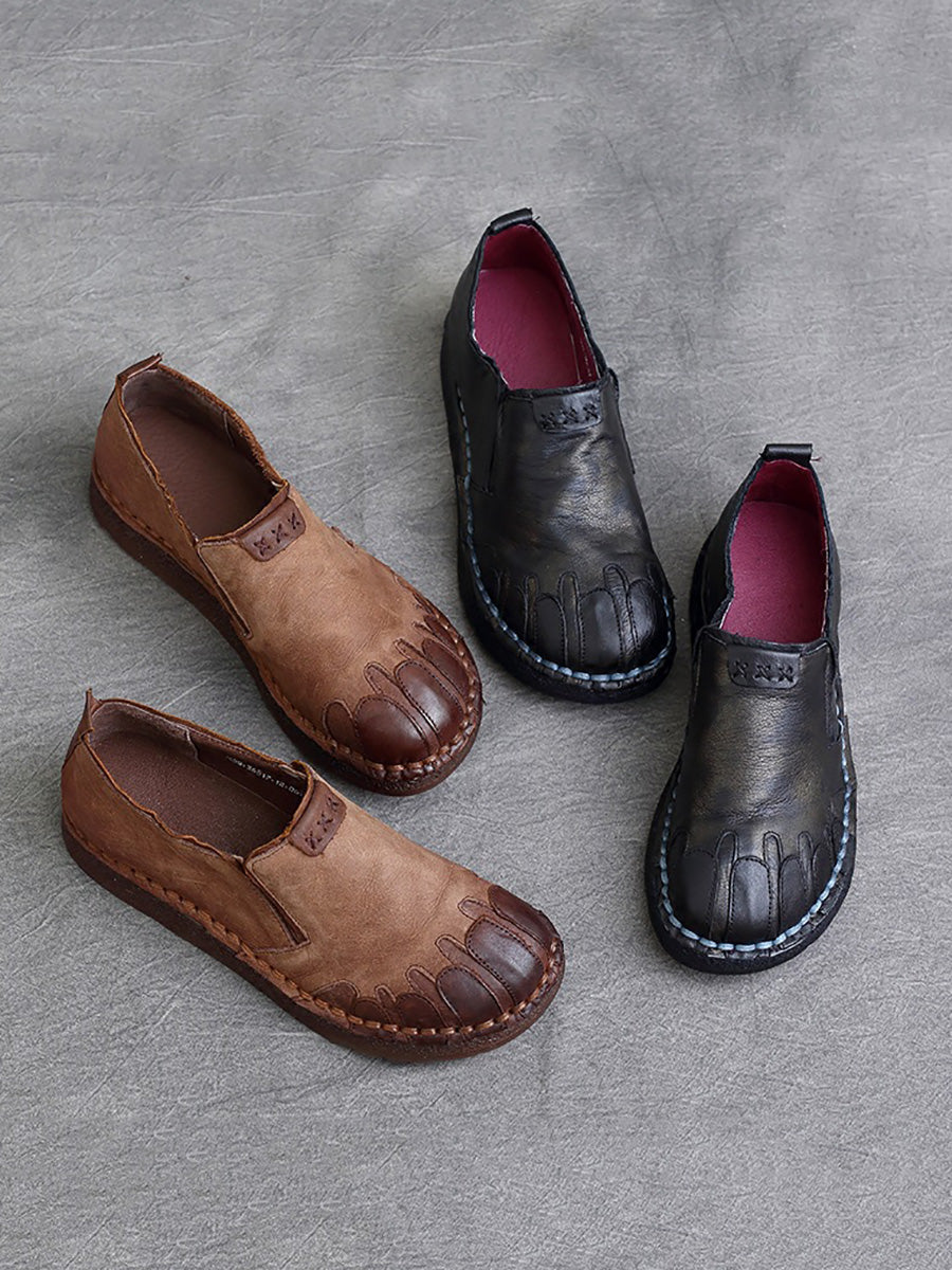 Scarpe basse primaverili in pelle vintage da donna