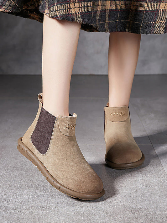 Stivali Chelsea bassi in vera pelle color block da donna