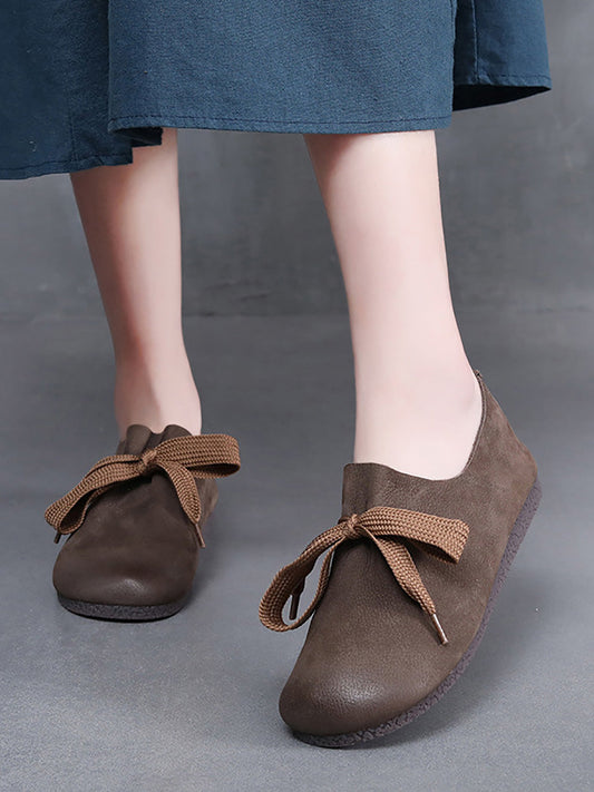 Scarpe basse casual da donna in pelle con cinturino solido