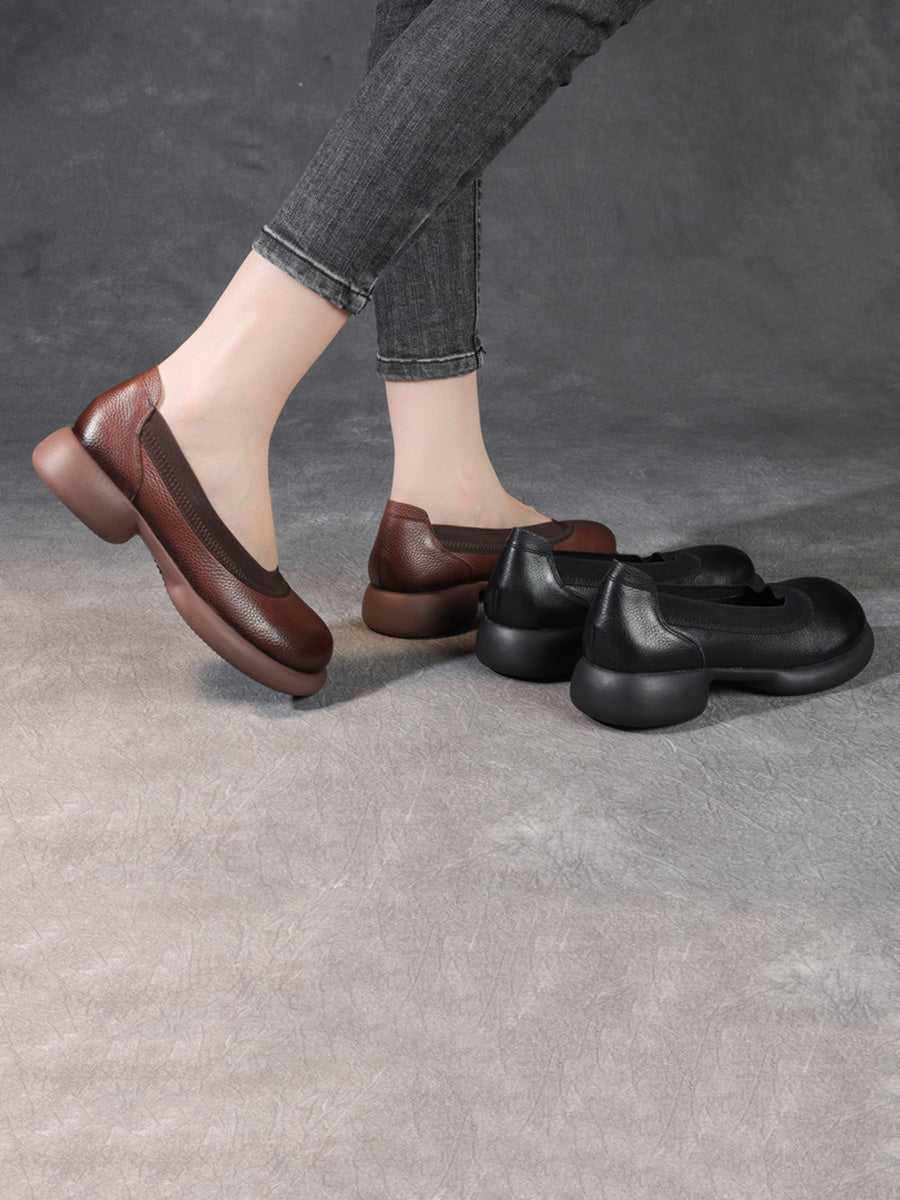 Scarpe da donna casual estive in vera pelle con tacco basso