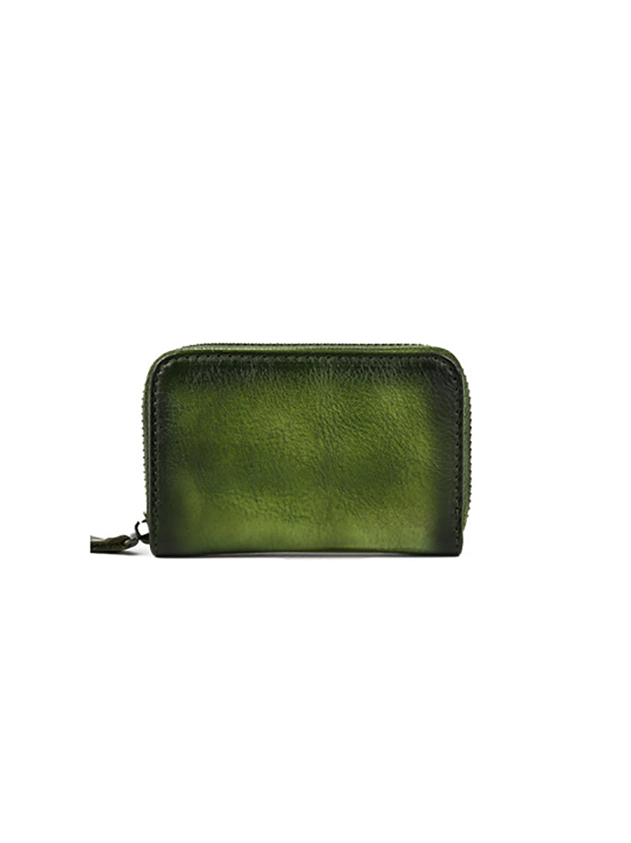 Portafoglio vintage in vera pelle con cerniera solida