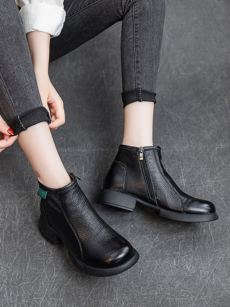 Bottines d'hiver en cuir vintage pour femmes